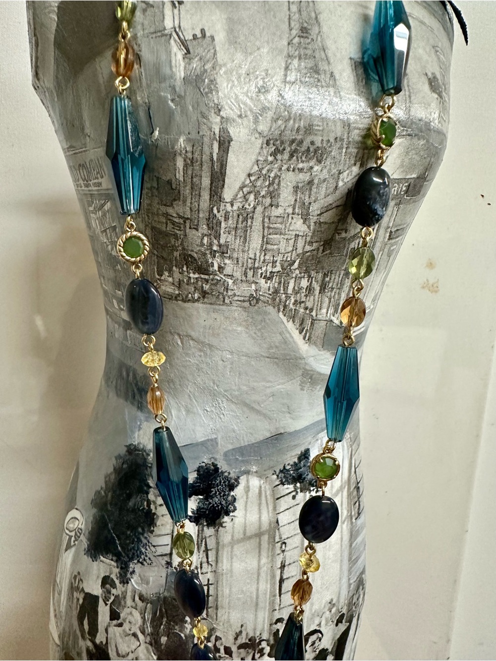 Lauren Ralph Lauren Teal, Navy and Green Beaded Long Necklace